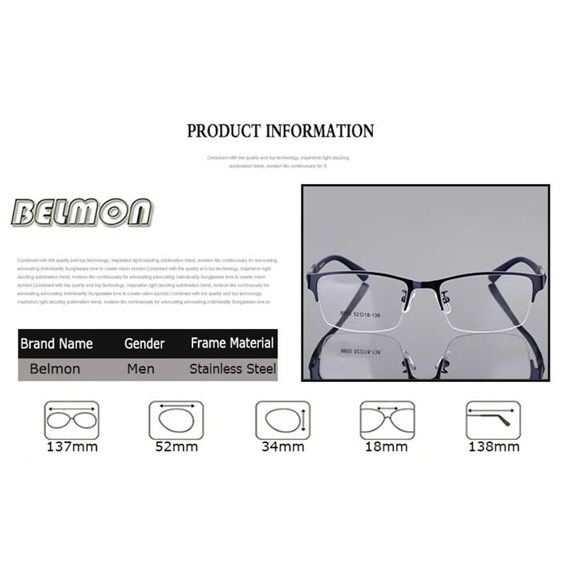 Мужская оправа для очков Belmon Корейская оптическая RS077 | Аксессуары одежды