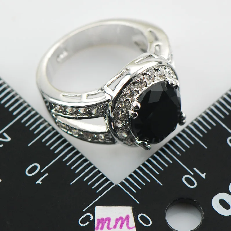 Черный оникс Белый Кристалл Циркон 925 пробы Серебряное кольцо Размер 6 7 8 9 10 F1053|ring