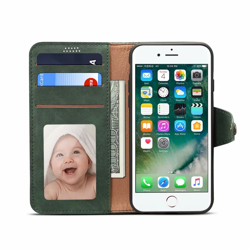 Винтажный чехол-кошелек для iPhone 7 8 чехол с отделениями карт карман денег iPhone7