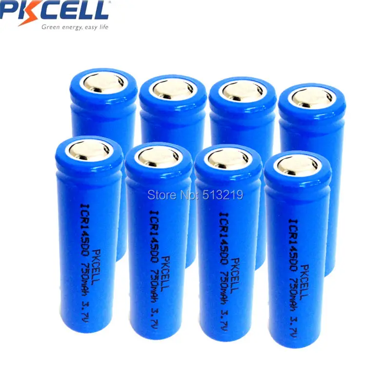 10pcsx PKCELL ICR14500 AA батарея 750 мА/ч литий ионный аккумулятор Перезаряжаемые батареи 14500