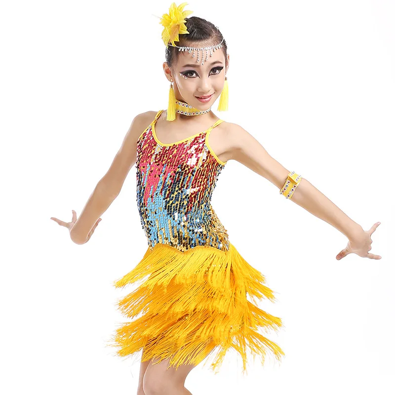 Женские платья для латиноамериканских танцев FEECOLOR бальные костюмы девочек Самба