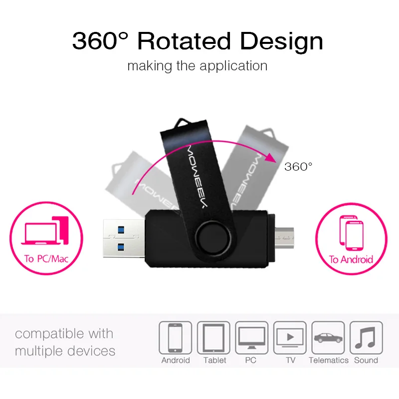 Moweek USB 3 0 OTG флэш накопитель для Android смартфон 8 Гб оперативной памяти 16 встроенной