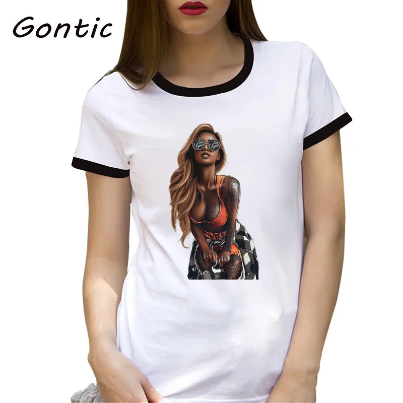 Картина маслом модная летняя женская белая футболка с принтом для девочек модные