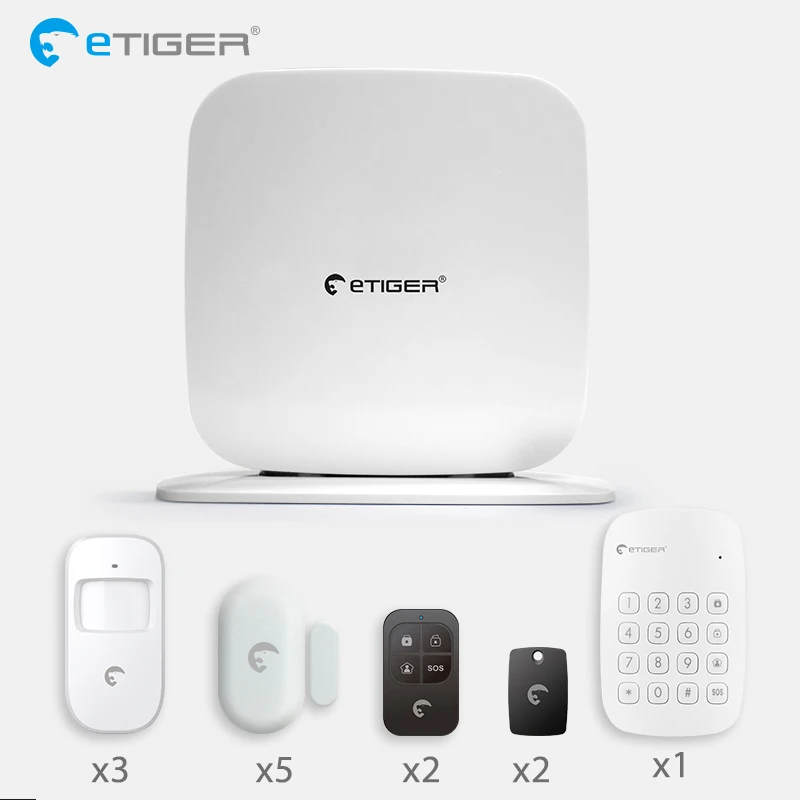 SET F ETiger Беспроводной Secual Box Wi-Fi/GSM сигнализация Системы умный дом с PIR датчик движения Wi-Fi ip-камеры Беспроводной дыма - Цвет: SET F