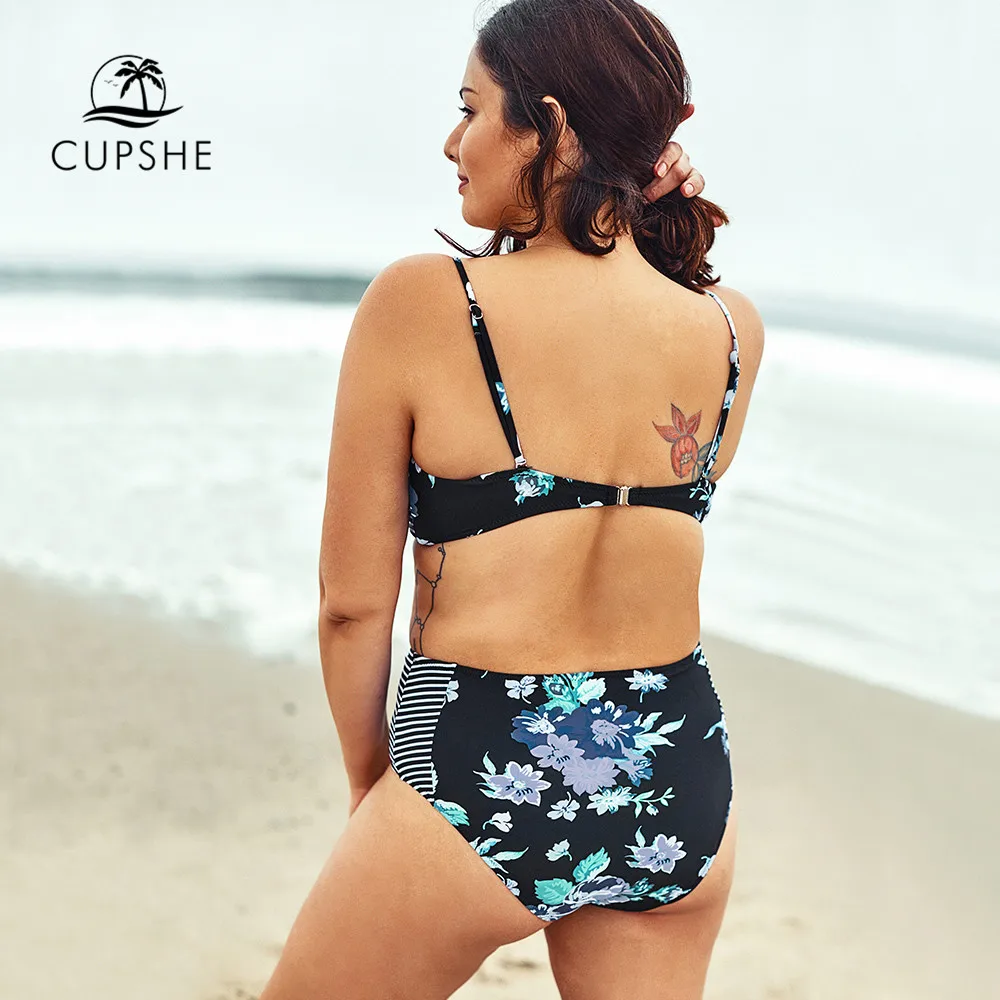 CUPSHE/большие размеры бикини с цветочным принтом пуш ап женские сексуальные