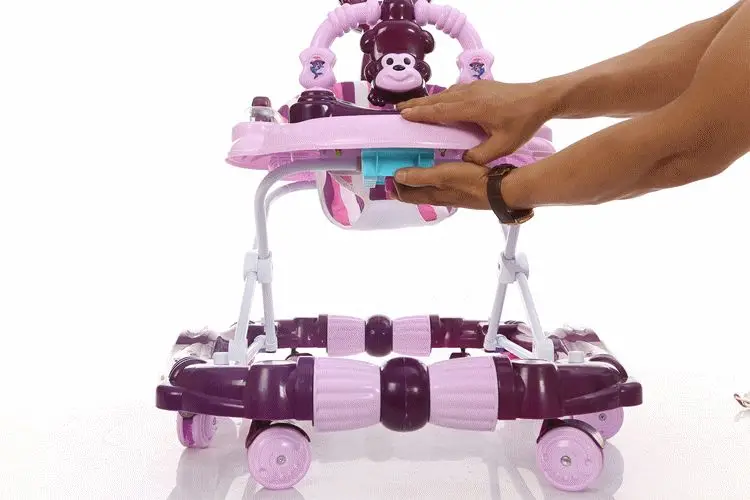 Новые Ходунки для детей с колесами, Шаговая машина с игрушками, музыкальная качающаяся лошадка, складная педаль, Детская обучающая ходьба, помощник