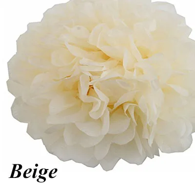 12 шт. " 8" 1"(15 см 20 см 25 см) Цветочный бумажный шарик бумажные помпоны для украшения свадьбы Дети День рождения Pom Poms декор дома - Цвет: Beige