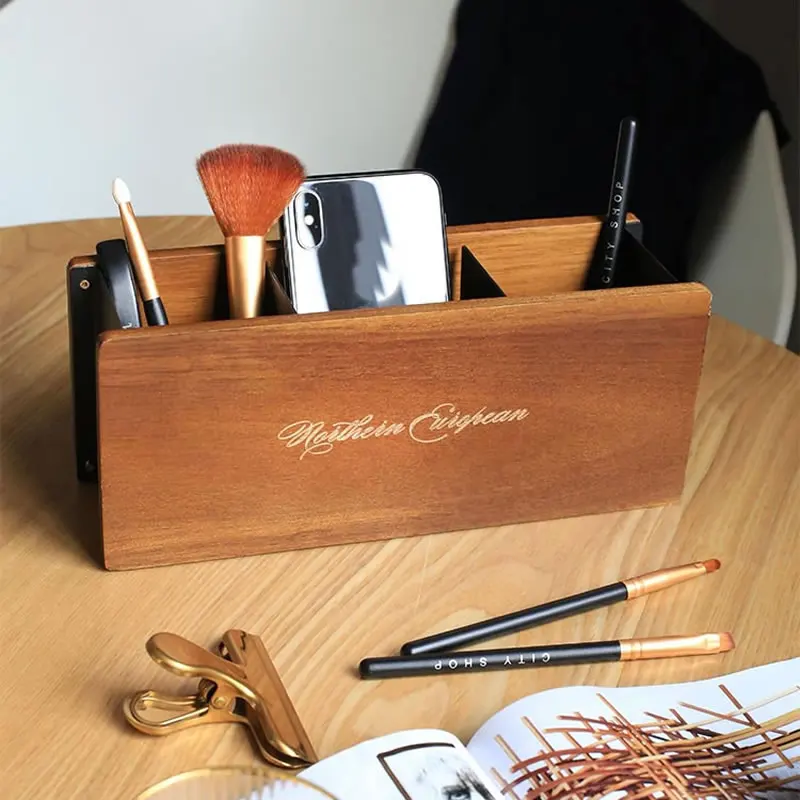 

Simple retro wooden Office desk storage box wooden holder