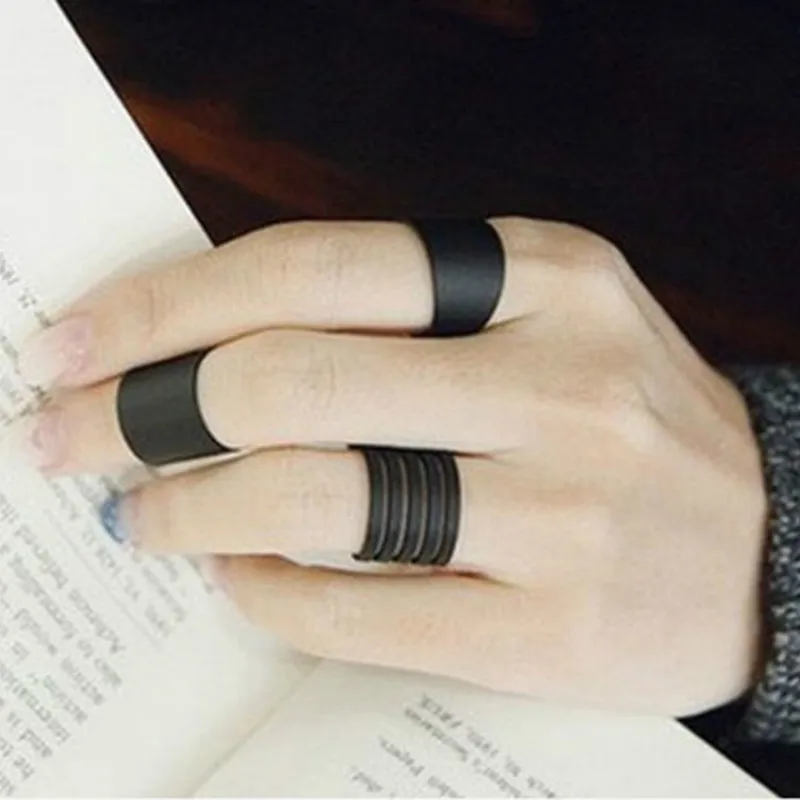 3 шт./компл. модный Женский Мужской панк черный стек гладкий сустав пальца кольцо