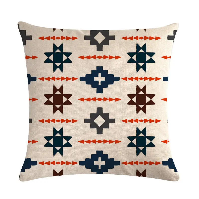 

45x45cm National style Cushion Cover Geometric Printsl Colorful Cotton Linen Pillowcase Home Decor Throw Pillow Cover