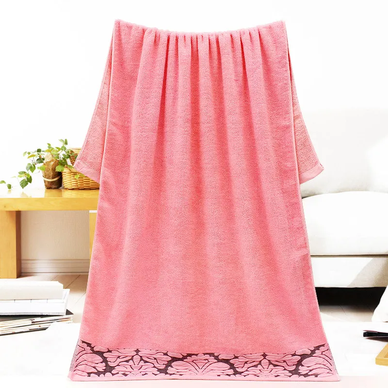 70x140Pink Полотенце для лица и ванны, набор для взрослых, однотонная, водопоглощающая, хлопок, жаккард для ванной, пляжный отель - Цвет: 70x140Pink