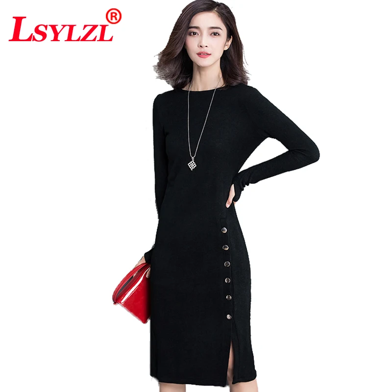 Женские облегающие платья с длинным рукавом вечерние черного цвета для клуба на