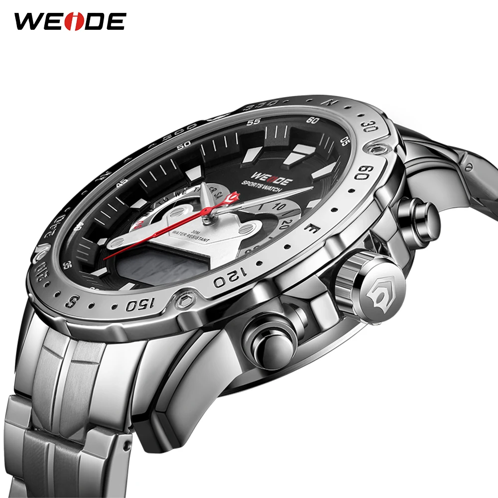 WEIDE мужские модели аналоговые цифровые часы с цифровым циферблатом кварцевые часы с металлическим ремешком наручные часы Мужские автоматические часы с датой