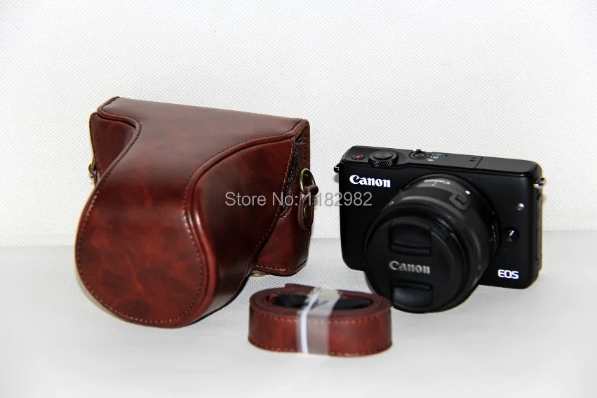 Кожаный чехол для цифровой камеры Canon EOS M10 M100 защитный на плечо с ремешком фото и 5