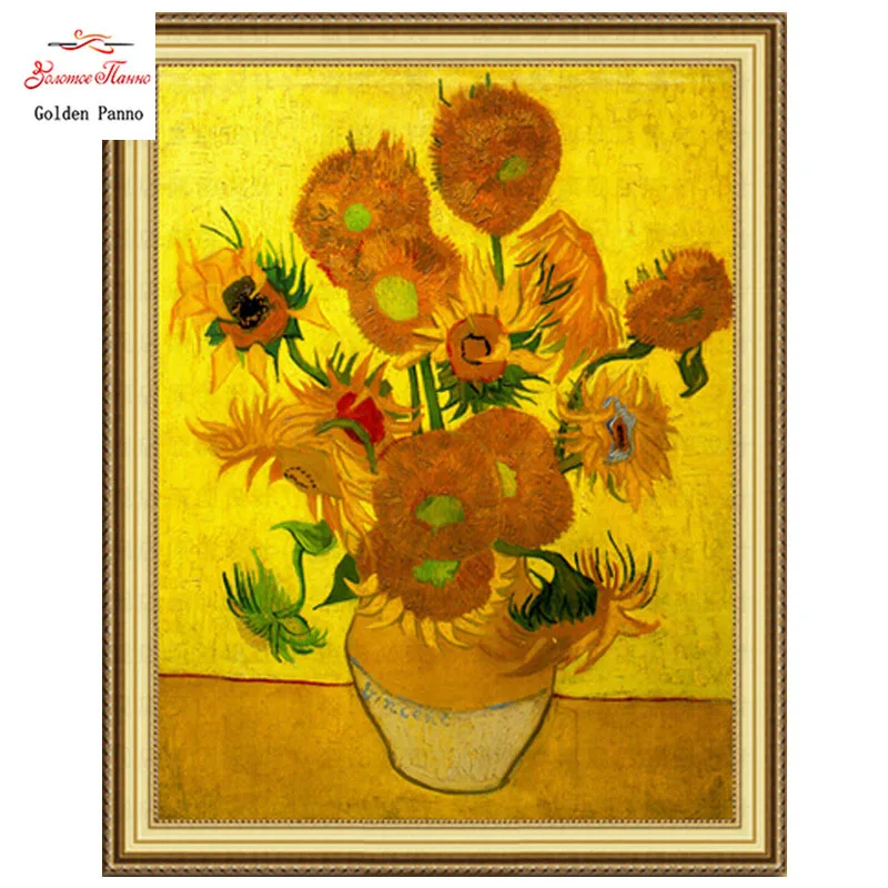 

Набор для вышивки Golden panno, Набор для вышивки крестиком «подсолнухи», с цветами, 11ct