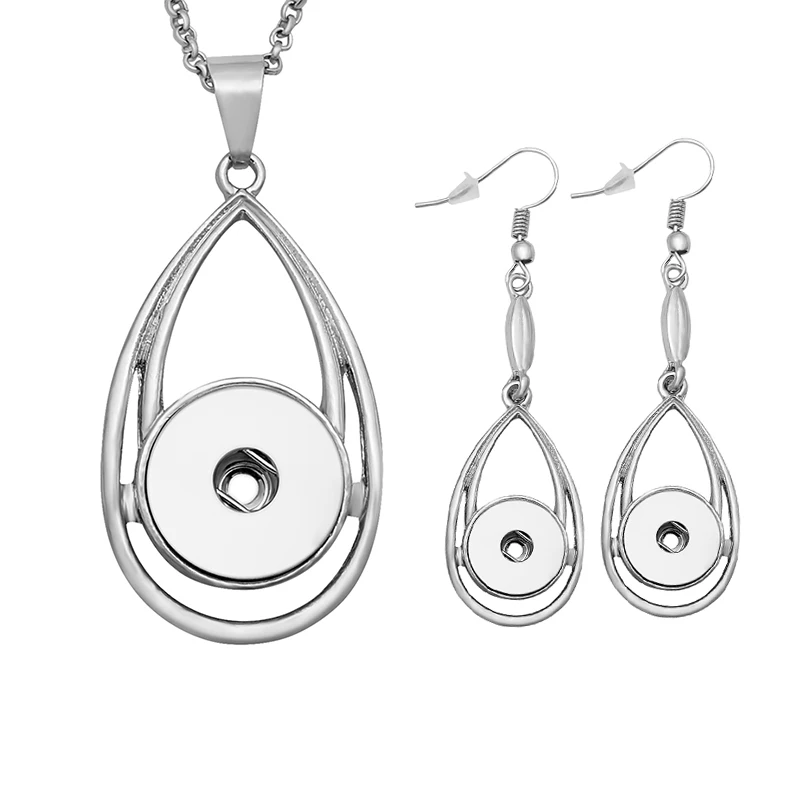 

Fashion DJ0011 Simple Drop style Necklace&earings Jewelry snap necklace 65CM fit DIY 18MM&12MM snap buttons jewelry