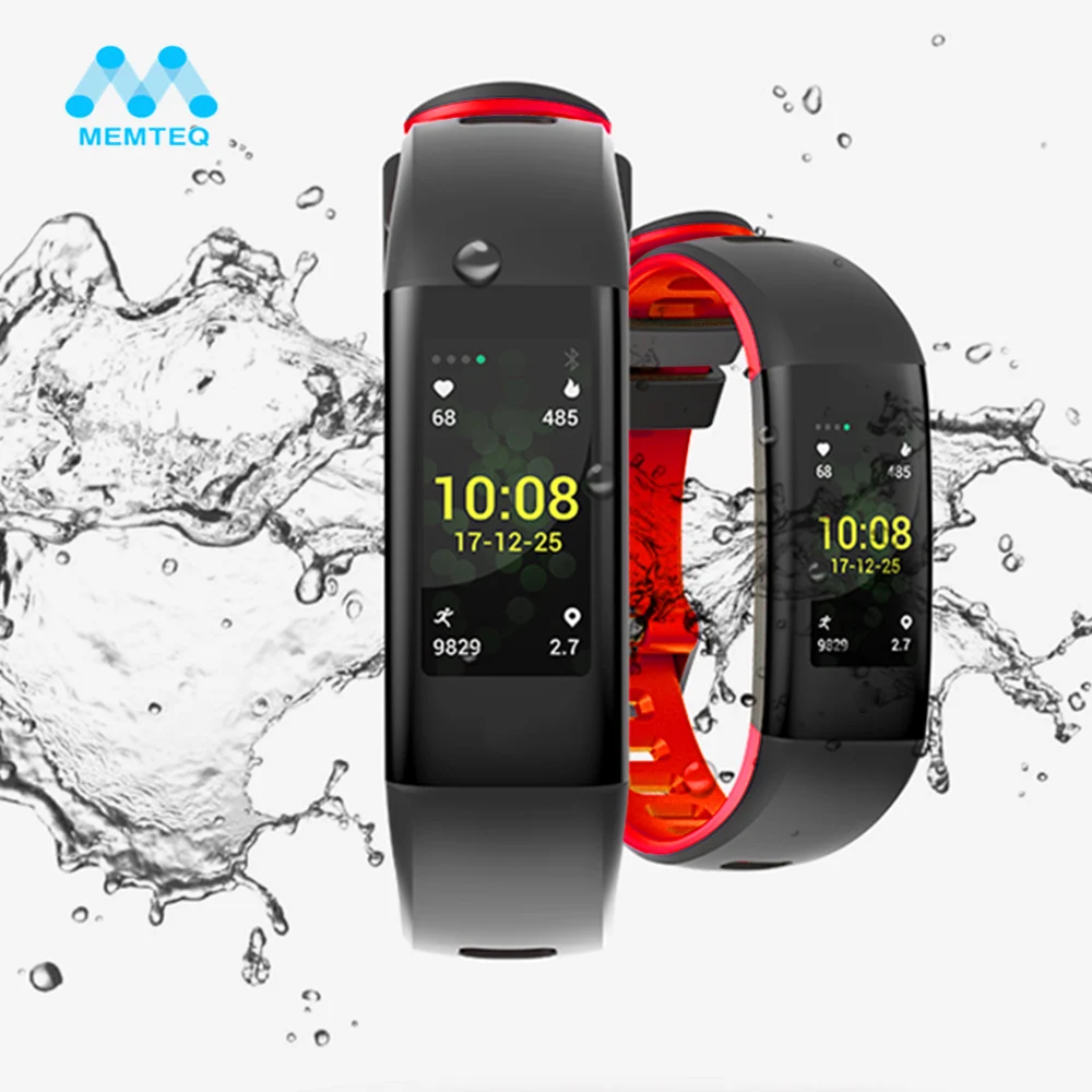 MEMTEQ умный Браслет Цвет Экран Bluetooth монитор сердечного ритма Фитнес трекер Smartband