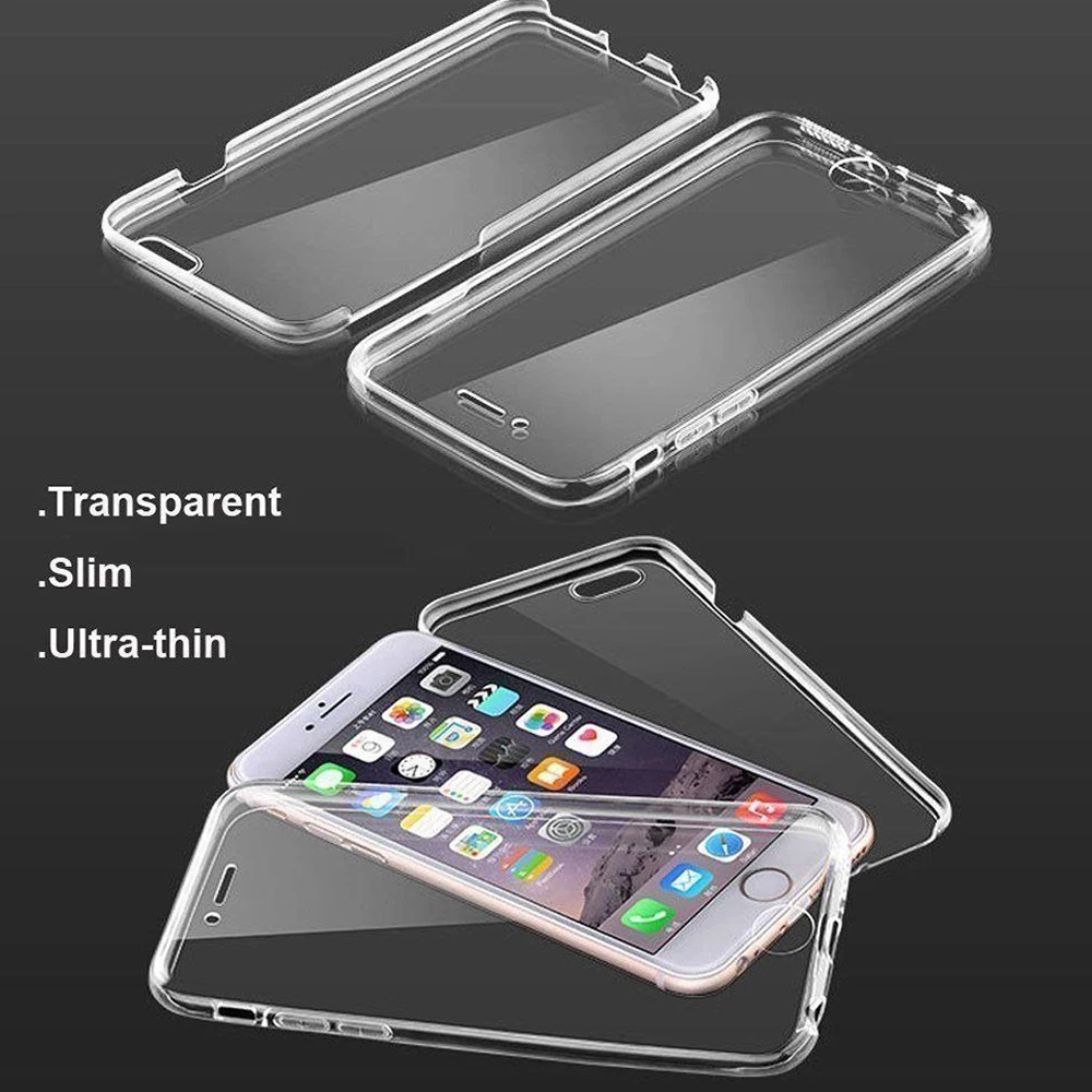 360 градусов Полная защита Прозрачный мягкий силиконовый чехол для iPhone X 7 Plus 8 6S SE 5C 4S противоударный передний задний гелевый Чехол для телефона