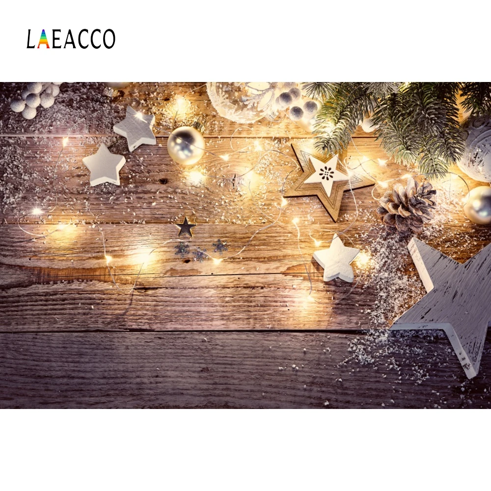 Laeacco Рождественский фон для фотосъемки деревянная доска Звездный светильник