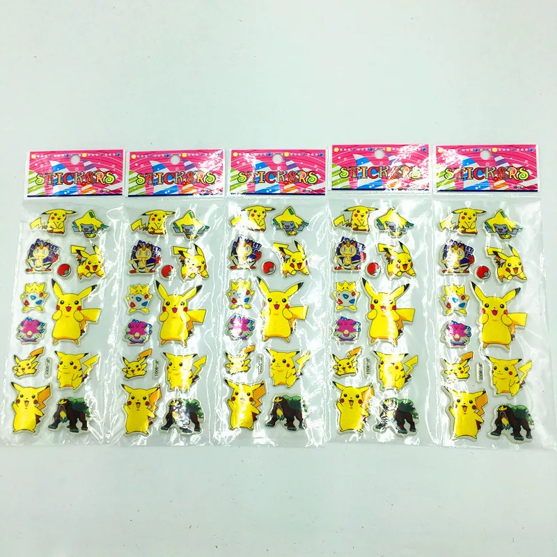 5 шт./лот наклейки POKEMON GO Детские вечерние 3D с Пикачу на день рождения|stickers happy|party
