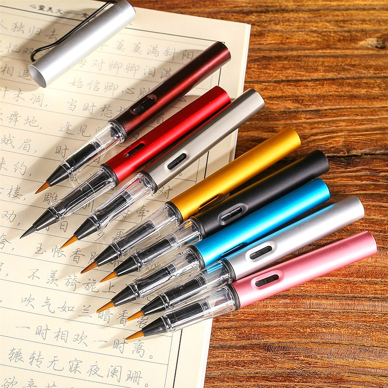 Metal Calligrap[hy Brush Modern Design Soft Hair Writing Brush Watercolor Ink Fountain Portable Calligraphy Pen Writing Brushes