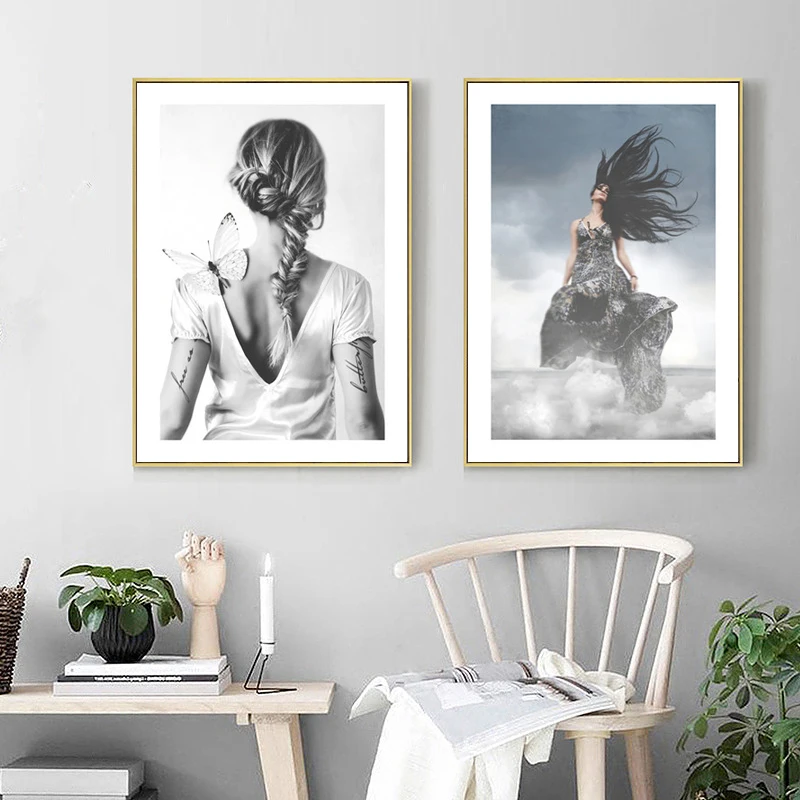 HEYCUADRO татуировки девушка печать на холсте Живопись Плакат настенные панно для