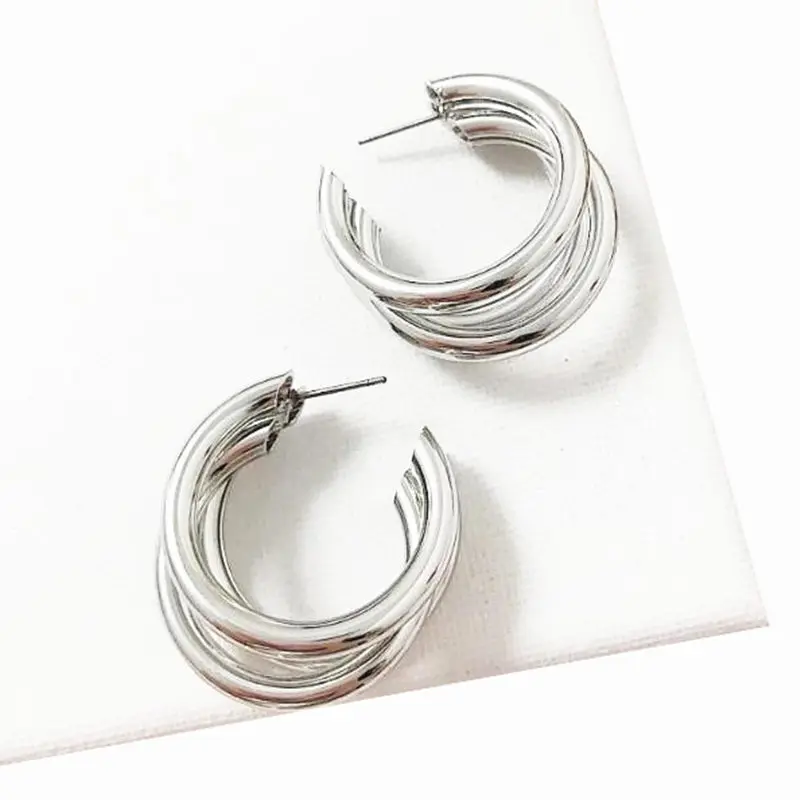 Женские винтажные серьги-гвоздики золотого и серебряного цвета большие круглые