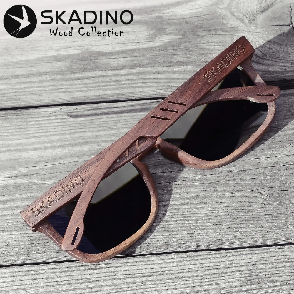 SKADINO UV400 поляризационные солнцезащитные очки из орехового дерева модные для