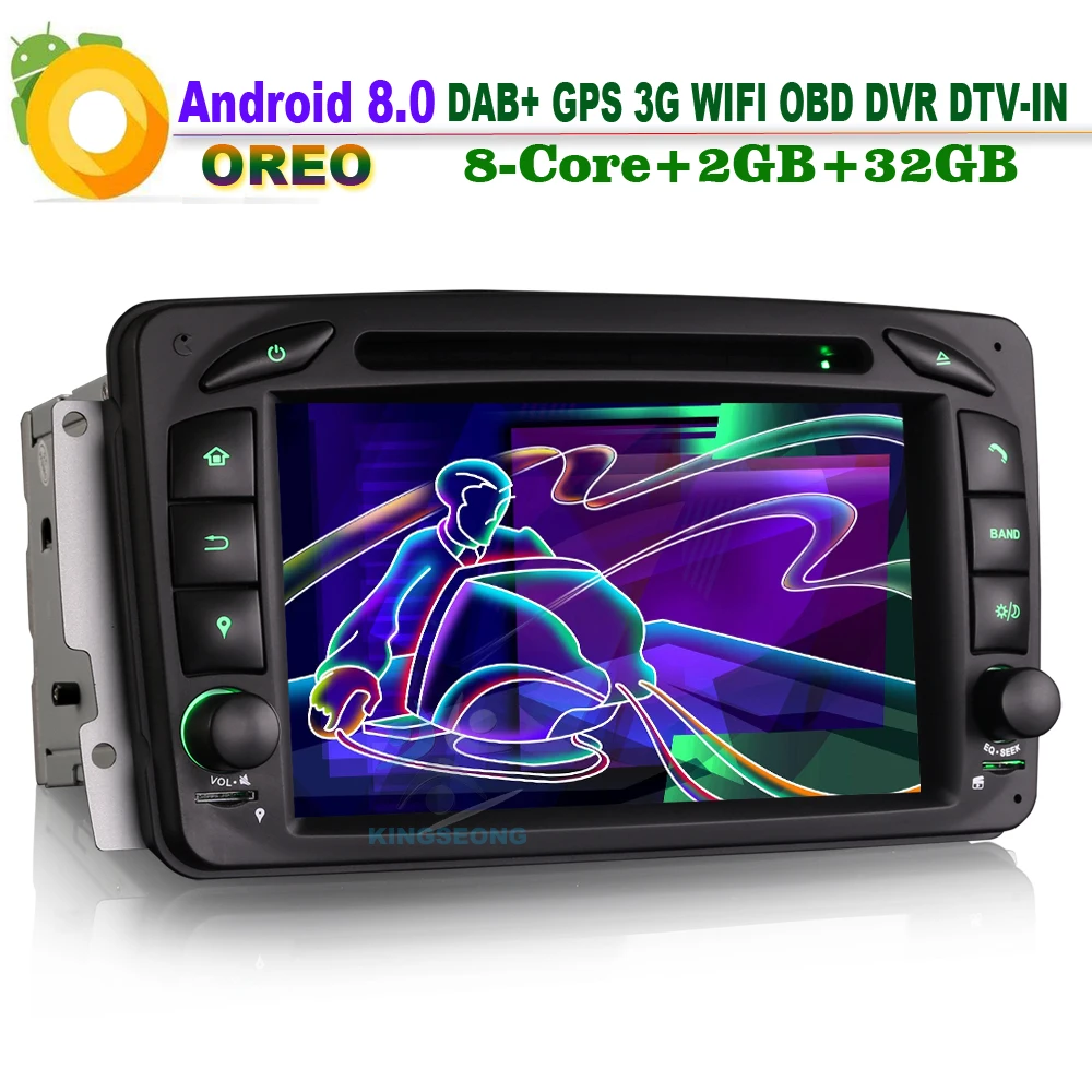 Android 8.0 Car Stereo WiFi 3G OBD CD DVR GPS Radio Sat Navi Multimedia Player FOR Mercedes Benz C-Class W203 S203 DAB+ BT | Автомобили и