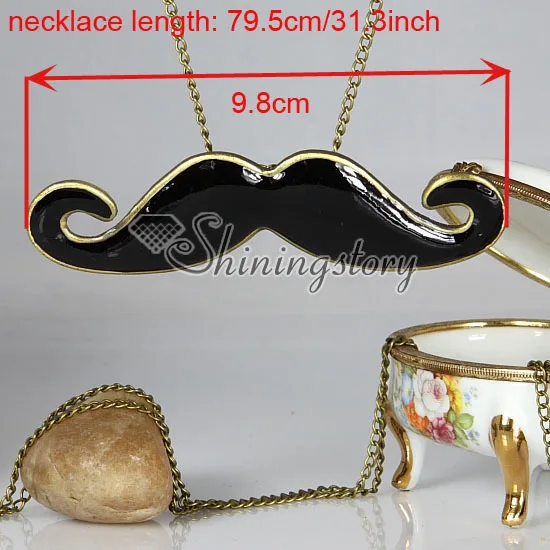 

Mustache copper antique style long chain pendants necklaces jewelry for men and women unisex high fashion jewellery