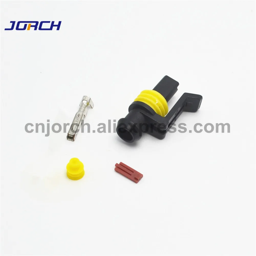 

10 sets Kit 1 pin way amp waterproof electrical plug auto wire connector 282079-1