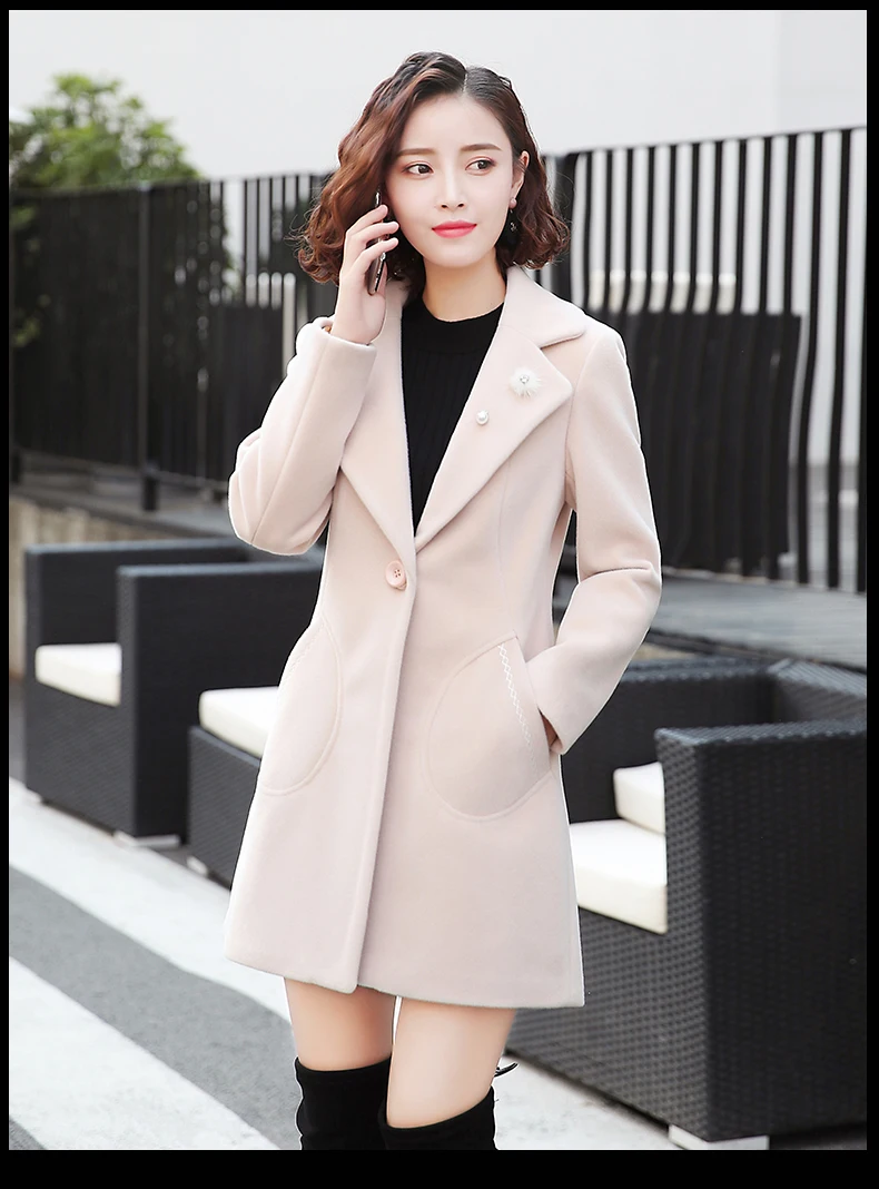 Зимняя куртка женская 2019 новая утолщенная тонкая шерстяная длинная осенняя и