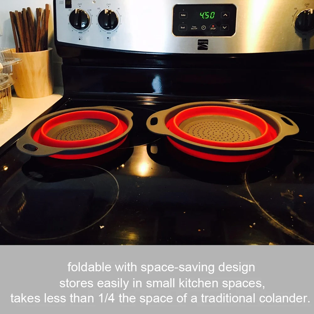 2 шт. силиконовые кухонные ситечки для фруктов и овощей|collapsible colander|colander setkitchen