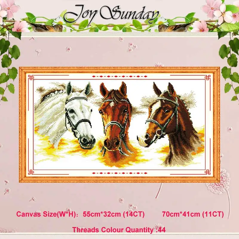 Three horses Лошадь семья Белая лошадь животные Счетный 11CT 14CT Набор для вышивания крестиком DIY DMC Набор для вышивания крестиком вышивка рукоделие домашний декор - Цвет: Three horses