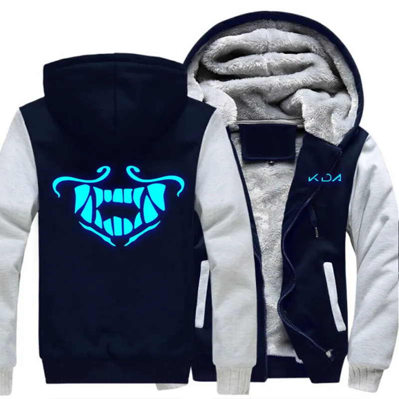 Игра KDA K/DA Akali маска светящаяся толстовка с капюшоном мужская куртка Верхняя одежда толстые зимние теплые толстовки с капюшоном Размер США - Цвет: Color 4