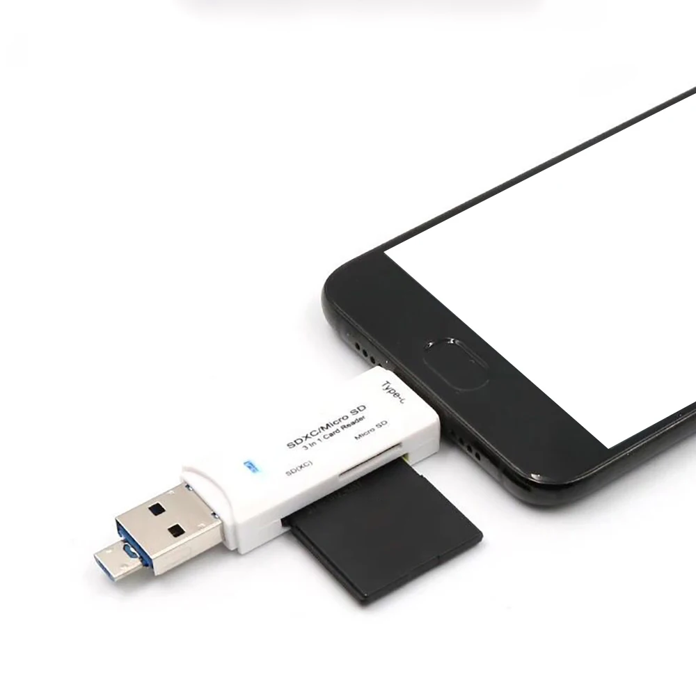Адаптер для чтения карт памяти 3 в 1 USB Type C Micro SD OTG Разъем Macbook HUWEI Samsung телефонов