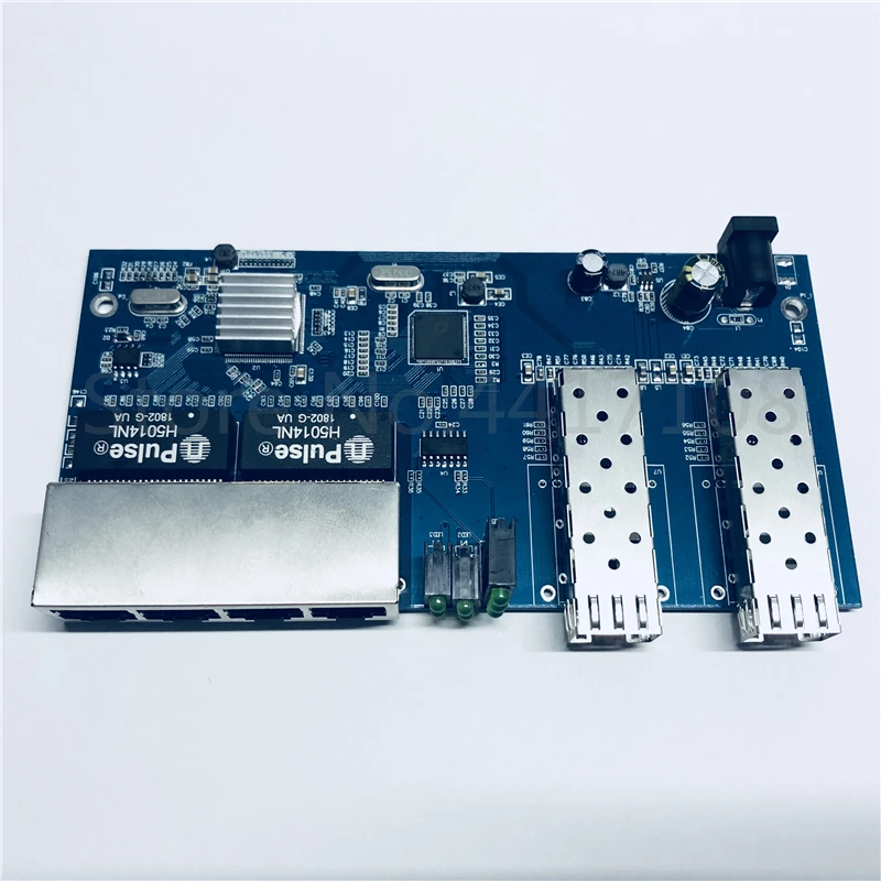 10/100/1000 м гигабитный Ethernet коммутатор Ethernet волоконно-оптический медиаконвертер 4RJ45 и 2* SFP волоконный порт плата PCBA