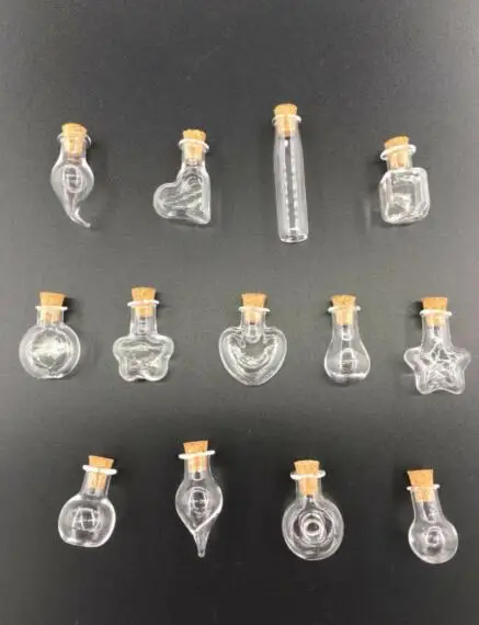 

20pcs Mixed Shapes Small Drift Bottles Tiny Empty Wishing Glass Message Vial With Cork Stopper Mini decorative diy Containers