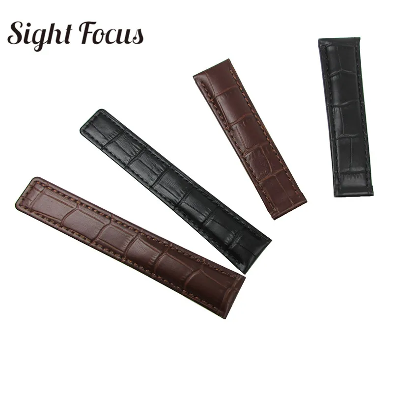 Ремешок из телячьей кожи для часов черный коричневый браслет наручных 19 мм 20 22