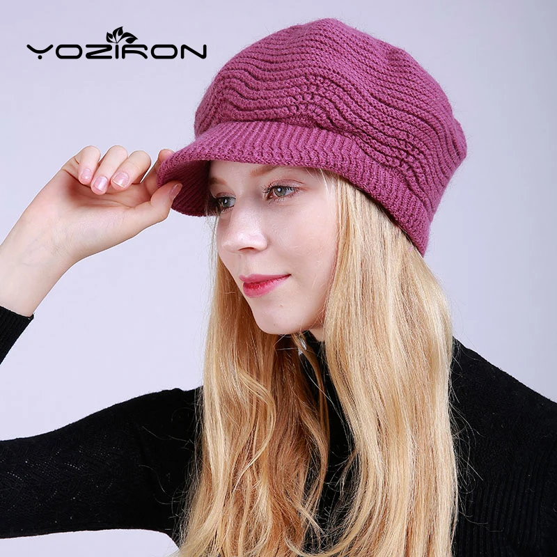 

YOZIRON Новый Для женщин s зима Шапки и Кепки s взрослый Повседневное зима Кепки для Для женщин с козырьком Ladies Skullies шапочки