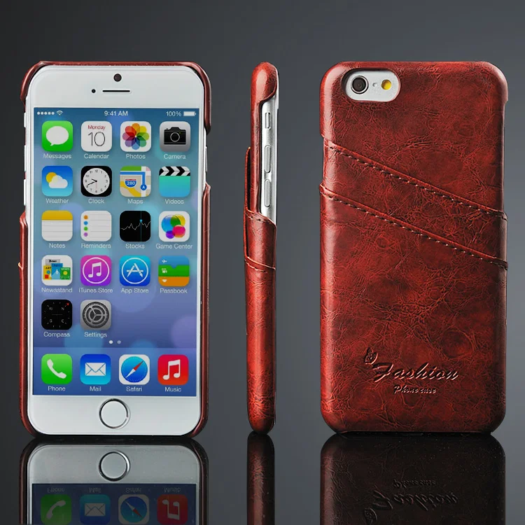 Luxury Retro Business Ultra Thin Wallet Card Holder Genuine Leather Back Case Cover For iPhone X 6 6S 7 8 Plus 5 5S SE Shell | Мобильные