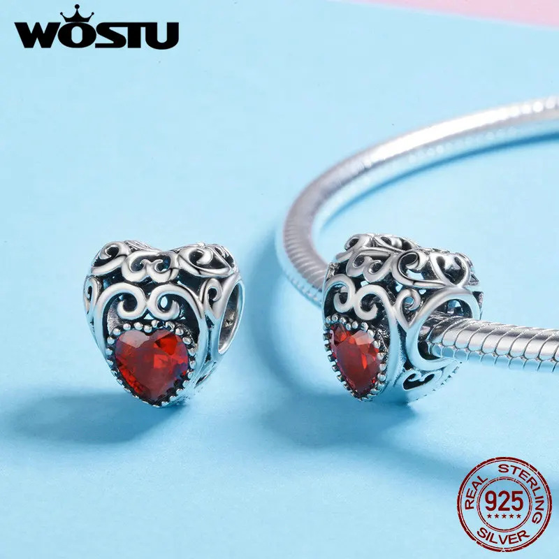 WOSTU, 925 пробы, серебро, 12 месяцев, камень по месяцу рождения, фирменное сердце, бусины, подходят к оригиналу, wst, браслет, серебряные ювелирные изделия, FIC573