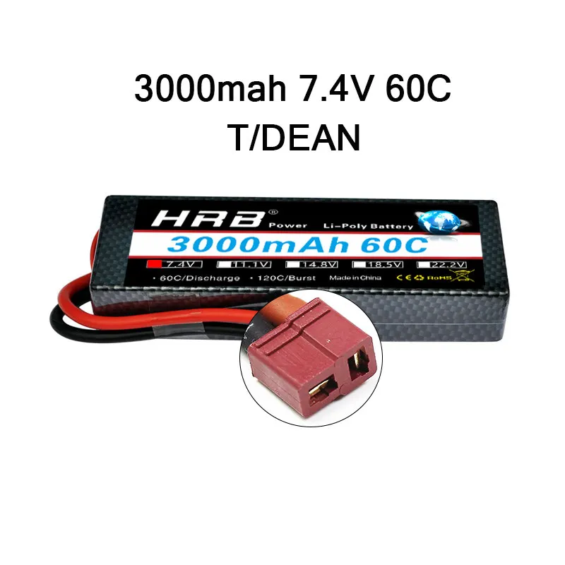 HRB 3000mAh Lipo 2S 7,4 V 3S 11,1 V 4S 14,8 V 5S аккумулятор 18,5 V 60C 120C XT60 Жесткий Чехол для радиоуправляемого автомобиля квадрокоптера вертолета самолета - Цвет: 2S 3000MAH 60C T