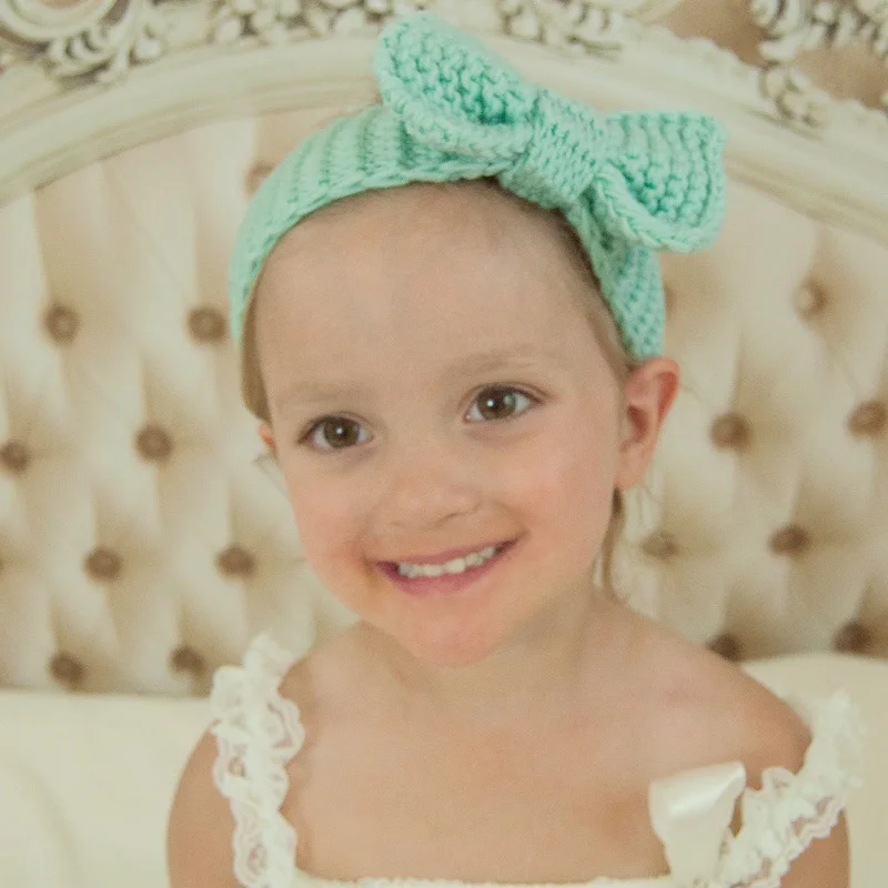 Детская разноцветная повязка для волос Naturalwell на голову с бантом вязаный крючком