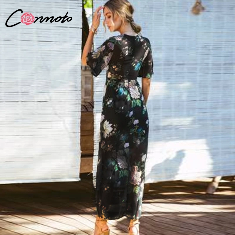 Conmoto/винтажное платье с цветочным принтом смешанное для женщин 2019 летнее