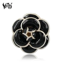 veyo refined elegant glazed designers camellia flower broochs for women fashion jewelry high quality zinc alloy