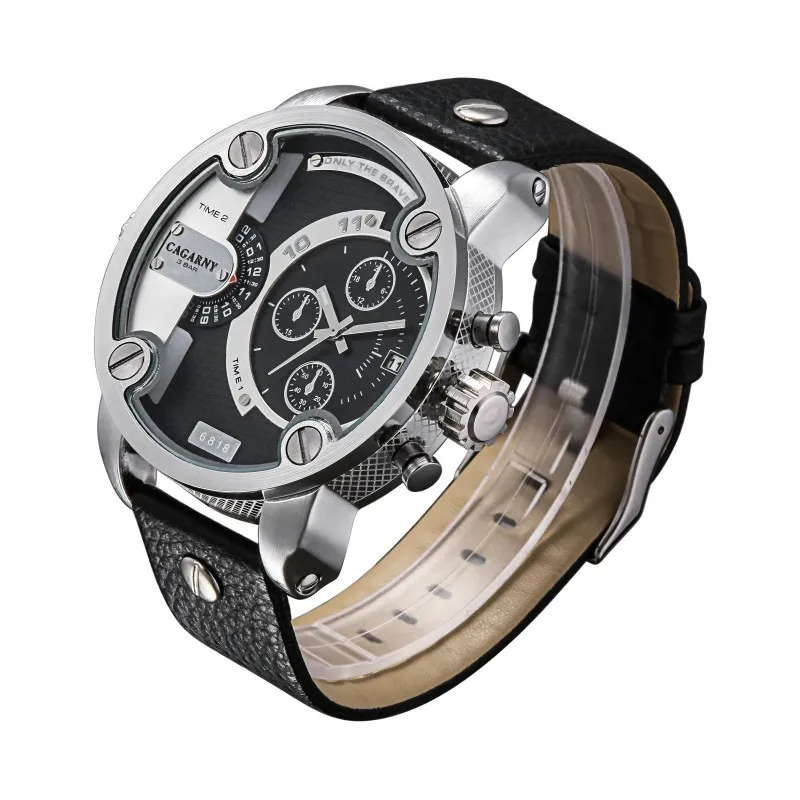 Orologi Uomo CAGARNY повседневные часы с кожаным ремешком и большим циферблатом кварцевые мужские водонепроницаемые военные спортивные часы Relogio Masculino - Цвет: 6