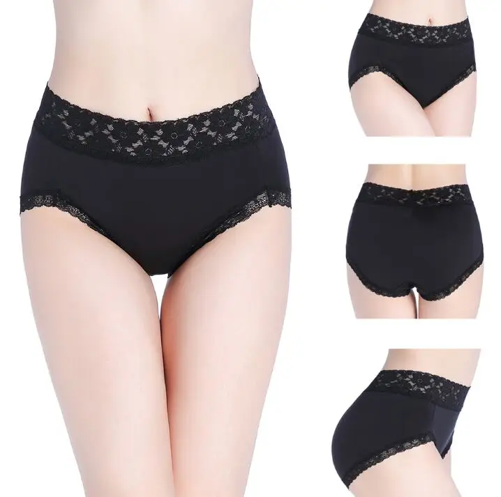 Женские хлопковые трусы с высокой талией мягкие кружевные большого размера