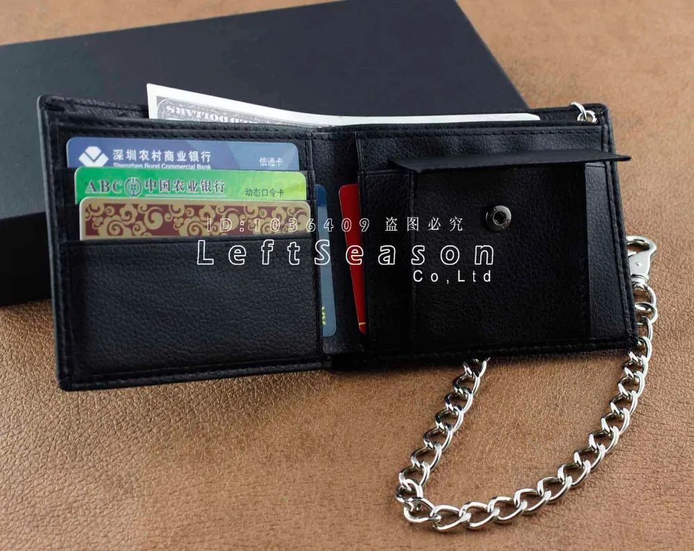 Мужской простой кожаный кошелек с цепочкой для мальчиков Байкерский подарок эмо