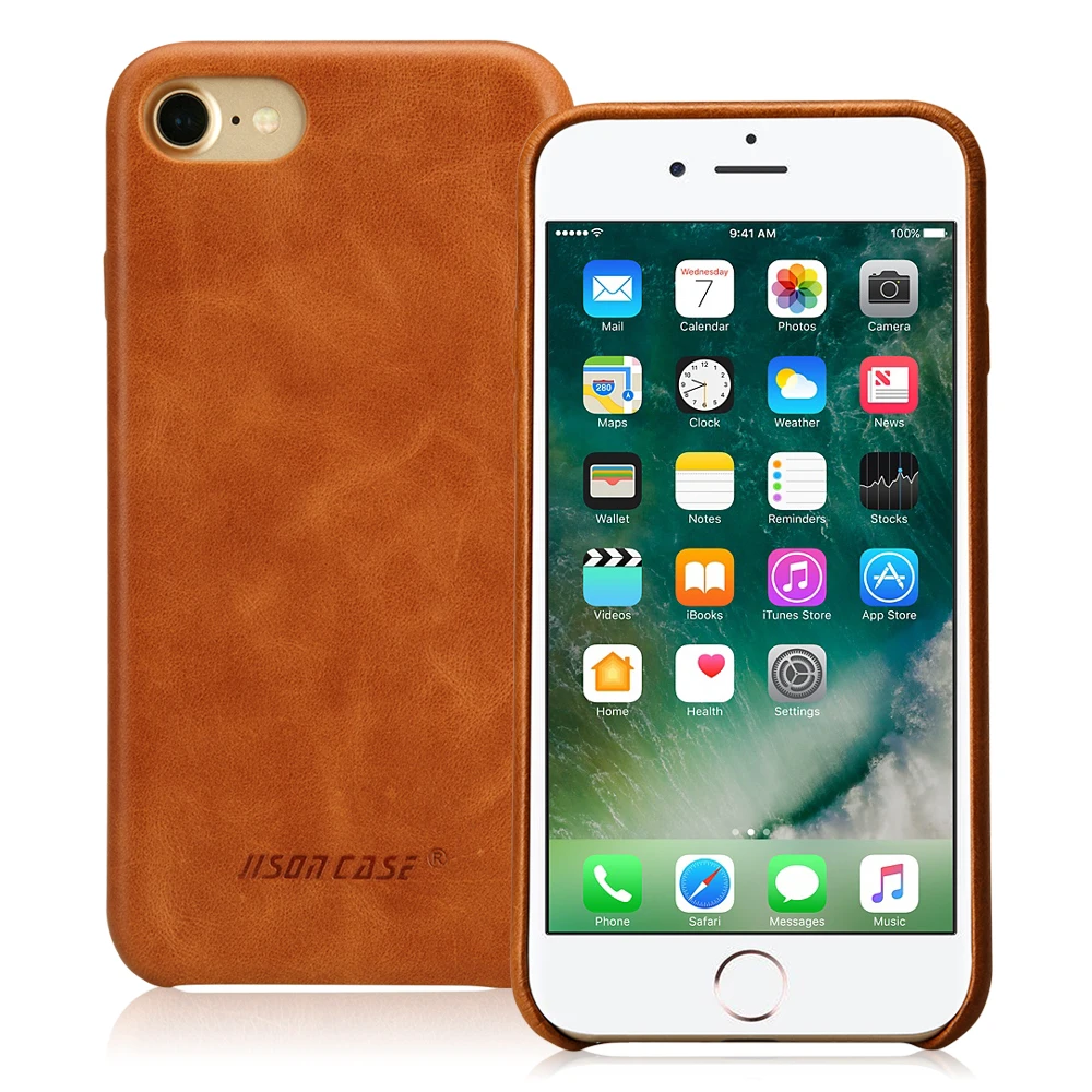 Jisoncase Натуральная кожа телефон чехлы для iPhone 7 случай Роскошные задняя крышка тонкий мобильный телефон чехлы для iPhone 7 плюс 5.5 дюймов Обложка Антидетонационные Настоящая кожа случай Подлинная кожа